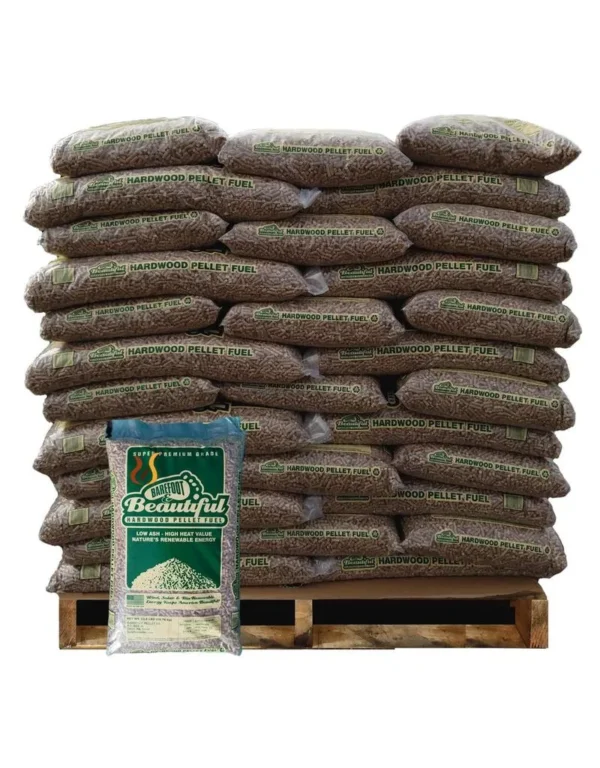 Barefoot-Beautiful-Hardwood-Pellet-Fuel-jpg.webp Barefoot Beautiful Hardwood Pellet Fuel – Easy Lift 23 lb Bags, 1 Ton Pallet