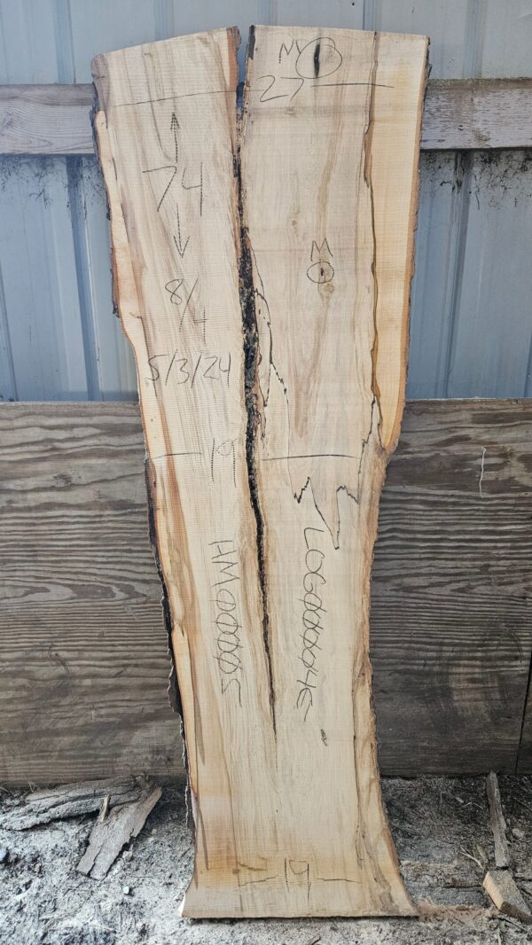 HM00005_2.jpg Spalted Sugar Maple Live Edge Slab 74"x19"-27"x2"