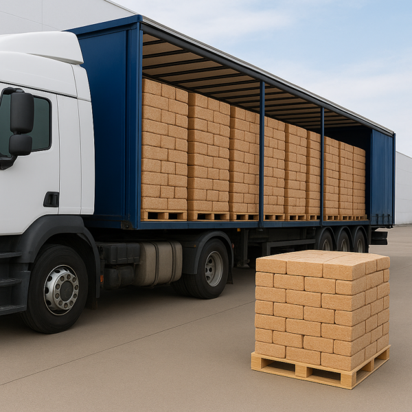 Wood-Bricks-For-Wood-Stove.png 24 Tons Wholesale Wood Bricks – Full Truck Load Biomass Fuel